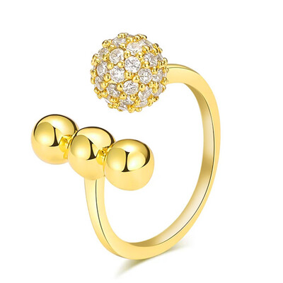 

Fashion Adjustable Open Round Gold Color Zircon Crystal Round Ring