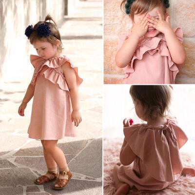 

Fashion Toddler Kids Baby Girls Ruffle Princess Dress Clothes Casual Outfits Summer 3M-4T