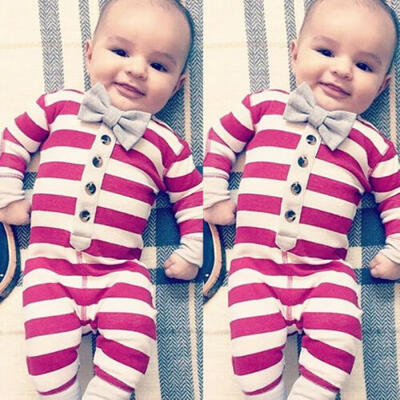

Newborn Baby Boy Girl Stripe Clothes Jumpsuit Romper Bodysuit Playsuit Outfits