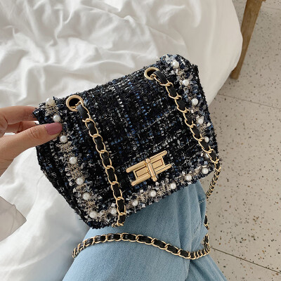 

2019 new Korean style Korean style sub-pearl chain small square bag single-shoulder bag single-shoulder bag single-shoulder