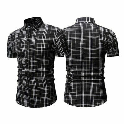 

Mens Summer Casual Dress Shirt Checks Short Sleeve Fashion T Shirts Tops