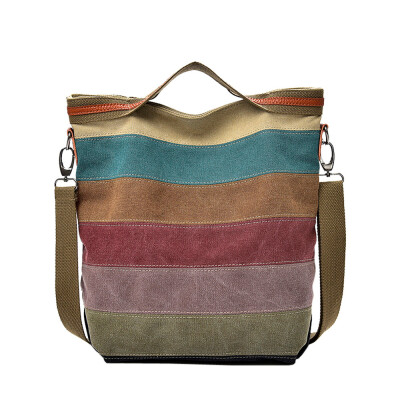 

Tailored Casual Women Canvas Splice Stripe Crossbody Bag Shoulder Bag Handbag Totes