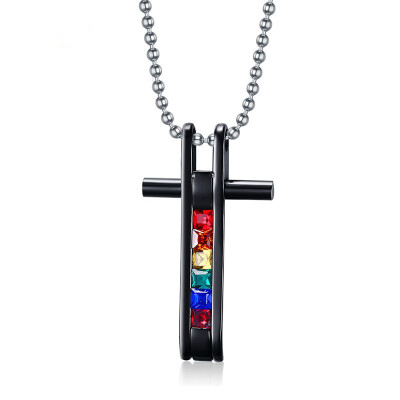 

Hot Trendy Colorful Stainless Steel Pendant Necklace Pride Lesbian Gay Couple Lapel Necklace For Men Women Fashion Jewelry Gift