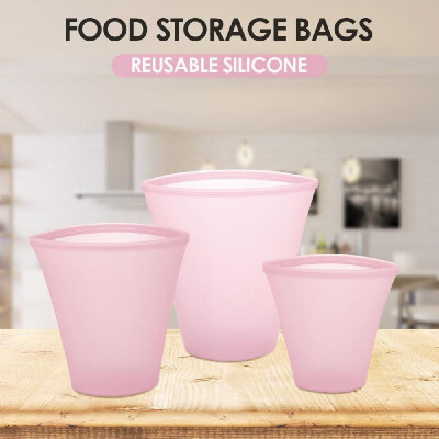 

3pcs Reusable Silicone Food Storage Bags Food Preservation Bags Food Container Leakproof for Vegetable Liquid