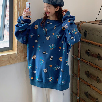 

Kawaii Women Hoodie Dinosaur Printing Cute Cartoon Sweatshirts Female Thin Autumn Winter Clothes Korean Style Sweatshirt