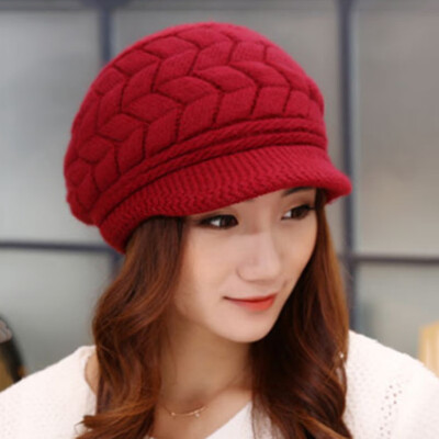 

Women Wool Knit Visor Beanie Hat Fashion Newsboy Cap Baker Boy Hat Visor Beret Warm Lined Winter Hats For Ladies