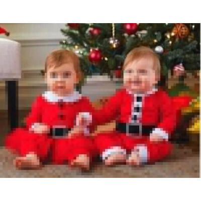 

2Pcs Newborn Baby Girl Boy Christmas Costume Santa Claus HatRomper Warm Clothes