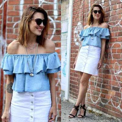 

Sexy Women Summer Tops Tee Off Shoulde Shirt Casual Blouse Loose T-shirt ME
