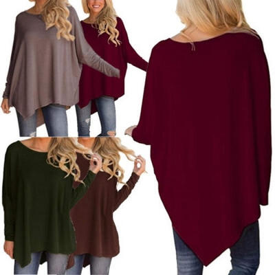 

Women Crew Neck Long Sleeve T Shirt Lady Blouse Casual Loose Short Dress Tops