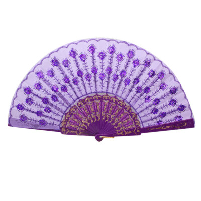 

Siaonvr Spanish Lace Silk Folding Hand Held Dance Fan Flower Pattern for Party Wedding