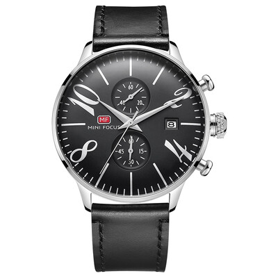

MINI FOCUS Men\s Quartz Analog Clock Male Leather Army Military Wrist Watch