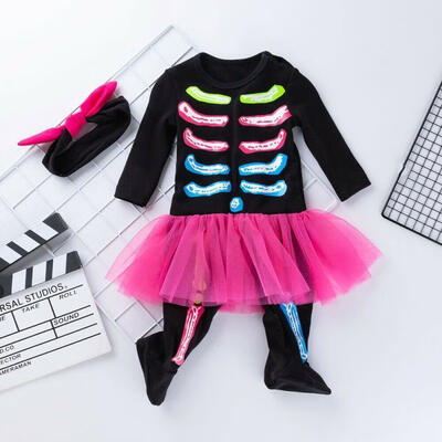 

Toddler Baby Girl Kids Halloween Costume Jumpsuit Headband Ruffles Mini Dress