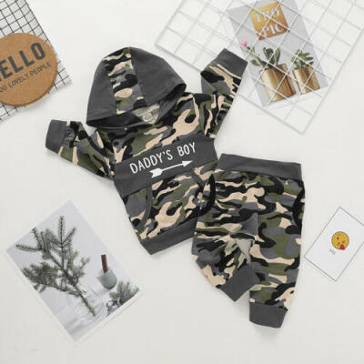 

Camouflage Infant Baby Boys Autumn Clothes Hooded SweatshirtLong Pants Outfit