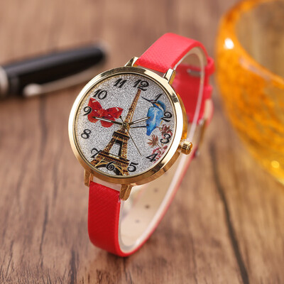 

Silver powder Paris Tower ladies fine watch with personality quartz