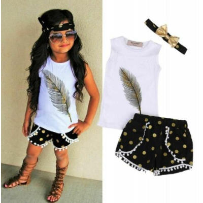 

UK Toddler Kids Girl Summer Tops T-shirt Shorts Pants 3Pcs Outfits Clothes Set