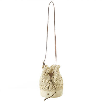 

Women Crochet Crossbody Shoulder Bucket Bag Drawstring Beach Straw Handbag