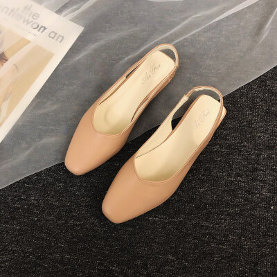 

Xia&Han versions of Baitao Baotou sandals Lady ins Chao Fugu Fangtou thick-heeled fairy wind shoes