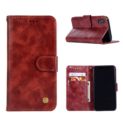 

MOONCASE Samsung Galaxy J6 Premium Vintage Leather Case - Wine Red