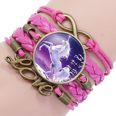 

Cute Unicorn Bracelet Handmade Rainbow Unicorn Sparkly Charm Bracelet Infinity Love Charm Bangles Best Gift for Girls&Womens