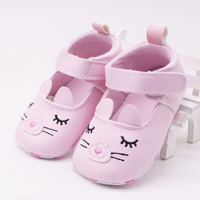 

WEIXINBUY Baby Shoes Girls Princess Cartoon Cat First Walkers Newborn Soft Soled Anti-Slip Summer 2018