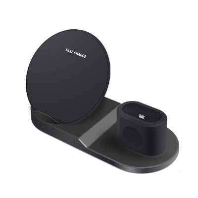 

3-in-1 Wireless Desktop Charger QI 10W Quick Charge White