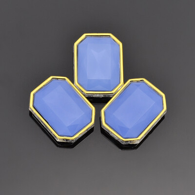 

Sew on Rhinestone Taiwan Acrylic Golden Plated Garment Accessories Rectangle CornflowerBlue 20x15x7mm Hole 1mm