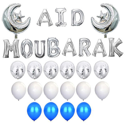 

AID Mubarak Letter Moon Star Foil Confetti Balloons Set Festival Party Decor