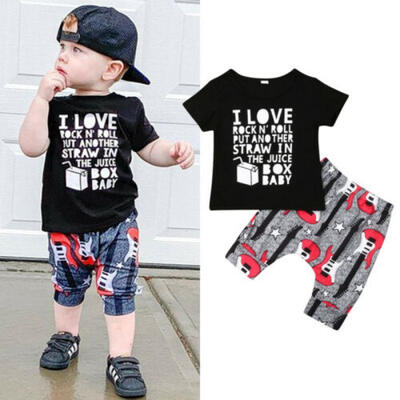 

Summer Kids Baby Boy Letter Print T-shirt Tops Shorts Pants Outfits Sets Clothes