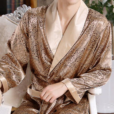 

Mens Satin Silk Summer Pajamas Kimono Bathrobe Robe Dressing Gown Pjs Loungewear