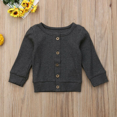 

Newborn Infant Baby Girl Boy Clothes Front Open Knit Sweater Romper Top Jumpsuit