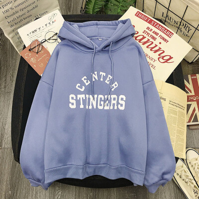 

Women Simple Autumn Warm Hoodies Tops Long Sleeve Cute Letter Print Plus Velvet Loose Hooded Sweatshirts -XXL