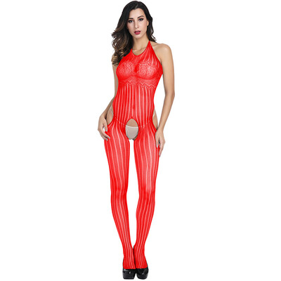 

Toponeto Women Open Crotch Bodystockings Perspective Halter Underwear Pajama