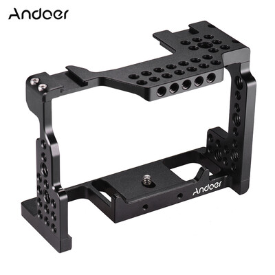 

Andoer Camera Cage Top Handle 15mm Rod Baseplate Kit Video Film Movie Making Stabilizer Aluminum Alloy with Cold Shoe Mount fo