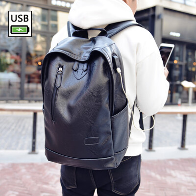 

Mens Small Backpack Korean Edition Womens Shoulder Bag Mens Bag Leisure Students Bag Travel Bag Pu Leather Computer Bag Tide
