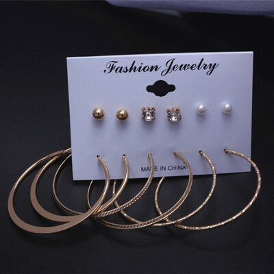 

12 PairsSet Simulated Pearl Stud Earrings Set 2019 New White Beige Color Round Ball Statement Earrings for Women Gift Brincos