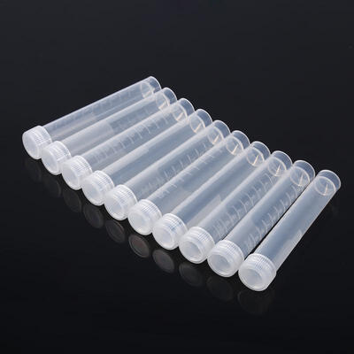 

Greensen 10pcs 10ml Plastic Frozen Test Tubes Vial Screw Seal White Cap Pack Container