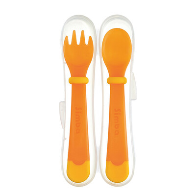 

Simba orange fork spoon set baby temperature change color spoon combination China Taiwan imported baby anti-hot food supplement spoon