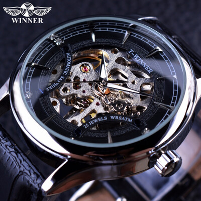 

T-WINNER Winner hollow mens manual mechanical watch male automatic mechanical watch belt