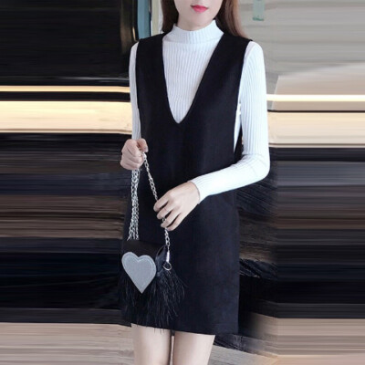 

Tailored Women Autumn Fashion Korean 2 Piece Suit Knee Length Long Sleeve Leisure Dress