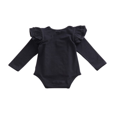 

Baby Girls Long Sleeve T-Shirt Rompers Ruffle Sleeved Cotton Tops Cute Crew Neck Solid Shirts Playsuit