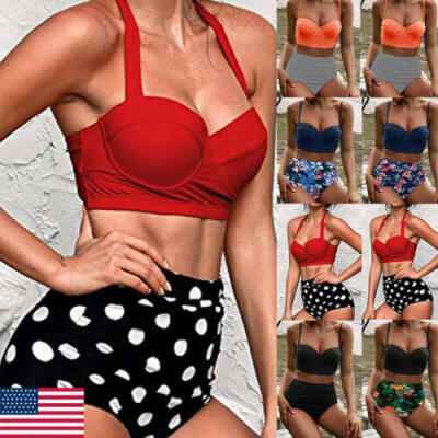 

Womens High Waist Bikini Set Swimwear Swimsuit Ladies Beachwear Bathing Suit US