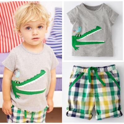 

Baby Kids Boys Clothes 2pcs Set Cartoon Tops T-shirt Pants Summer Outfits Casual