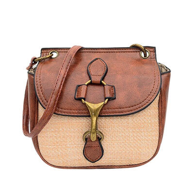 

Vintage Splicing Woven Shoulder Messenger Bag Leather Women Crossbody Bags