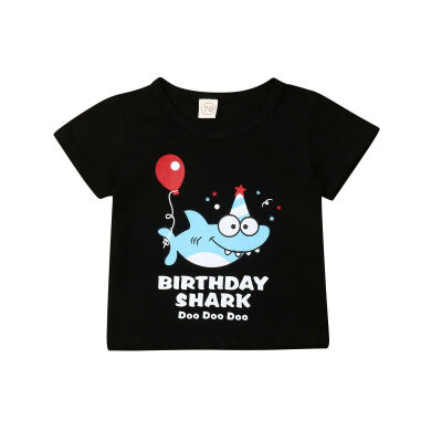 

Casual Birthday Shark Baby Boy Girl Short Sleeve Tee Shirt Top Summer Clothes