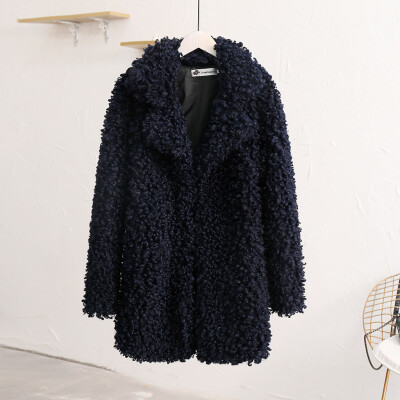 

Roseonmyhand Fashion Women Circle Wool Loose Long Sleeve Turn-Down Collar Warm Plush Coat