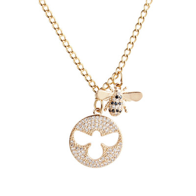

Small Bee Inlaid Rhinestone Pendant Necklace Cover Couple Temperament Clavicone Chain Creative Jewellery Festival Gift