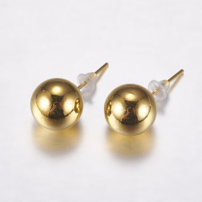 

CCB Plastic Stud Earrings with Iron Findings&Plastic Ear Nuts Round Golden 205x10mm Pin 06mm