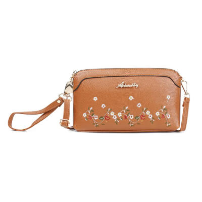 

Flower Embroidery Clutch Shoulder Handbags Women PU Leather Crossbody Bags