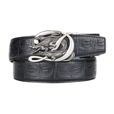 

BPSTAR Mens Automatic Buckle Genuine Leather Mens Ratchet Holeless Belt Business High Quality Mens Real Belt for Pants