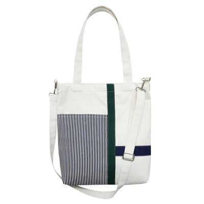 

Stripe Patchwork Canvas Shopping Bag Women Tote Crossbody Shoulder Handbag